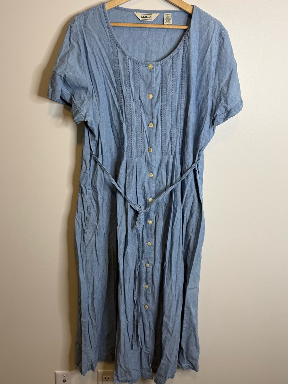 L.L. Bean Light Blue Button-Front Maxi Dress denim size XL
